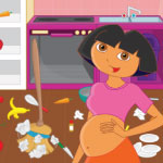 Dora Cleaning Kitchen