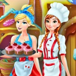 Anna and Cinderella at the Cupcakes Factory